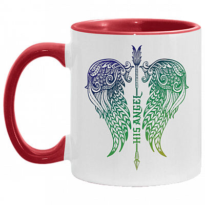 His Angel - Her Guardian Wings Couple Accent Mug, White/Red, 11 oz. Accent Mug