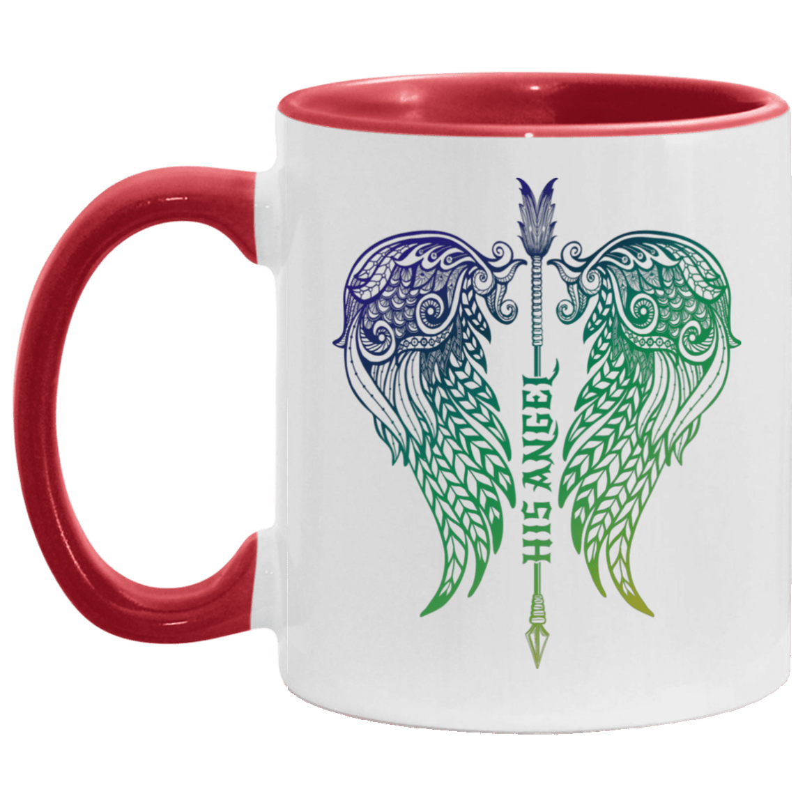 His Angel - Her Guardian Wings Couple Accent Mug, White/Red, 11 oz. Accent Mug