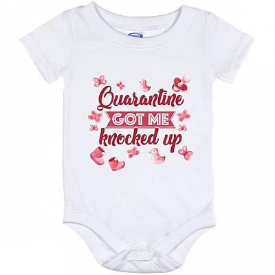 Quarantine Got Me Knocked Up Gift For Pregnant Mom Baby Onesie - Baby Infant Bodysuit, White, Baby Onesie - 12 Month