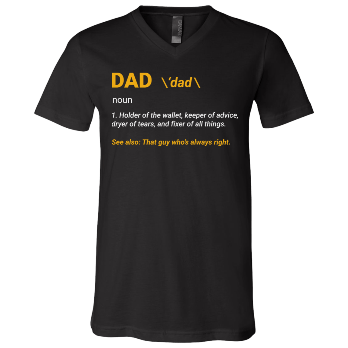 Dad Definition Shirt Gift From Daughter T-Shirt - V Neck, Black, V-Neck T-Shirt