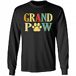 Grand Paw Vintage Hoodie - Sweatshirt - Long Sleeve Shirt, Black, Long Sleeve