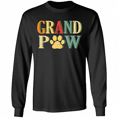 Grand Paw Vintage Hoodie - Sweatshirt - Long Sleeve Shirt, Black, Long Sleeve