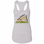 Downward Human Dog Yoga Poses Cotton Tank Top Tee - Ladies Racerback Tank for Women, White, Ladies Racerback Tank