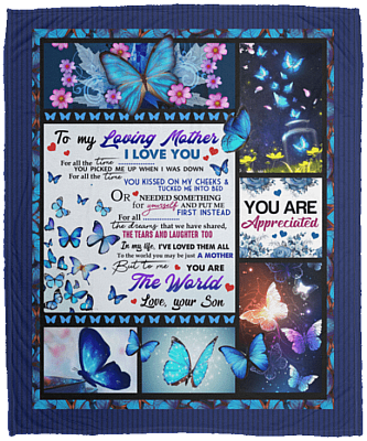 To My Loving Mother I Love You For All The Time You Picked Me Up From Son Fleece - Premium Sherpa Blanket, White, Cozy Plush Fleece Blanket - 50x60