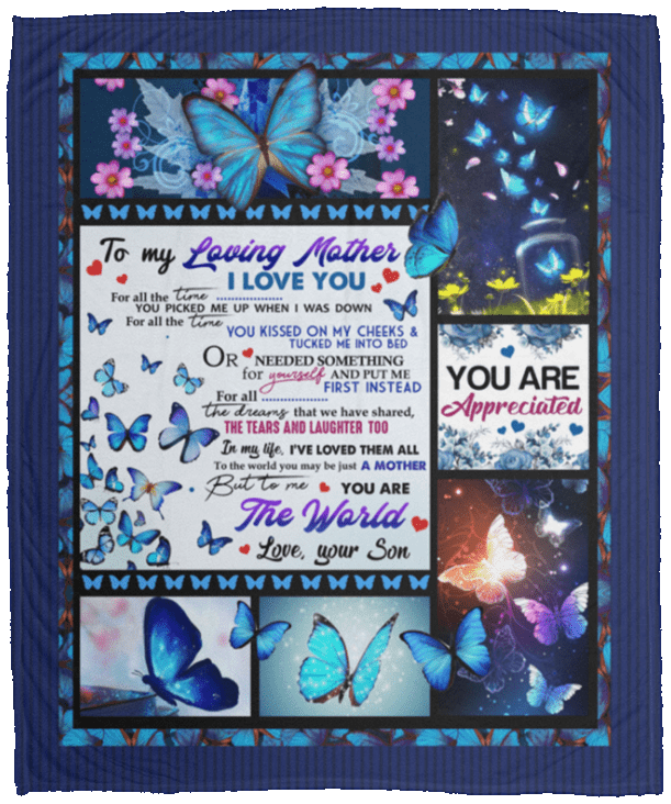 To My Loving Mother I Love You For All The Time You Picked Me Up From Son Fleece - Premium Sherpa Blanket, White, Cozy Plush Fleece Blanket - 50x60