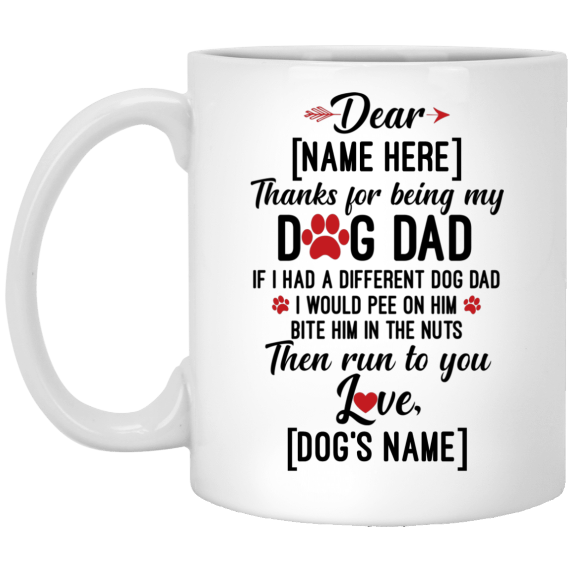 Personalized Thanks For Being My Dog Dad If I Had A Different Dog Dad Ceramic Coffee Mug - Beer Stein, White, 11 oz. White Mug