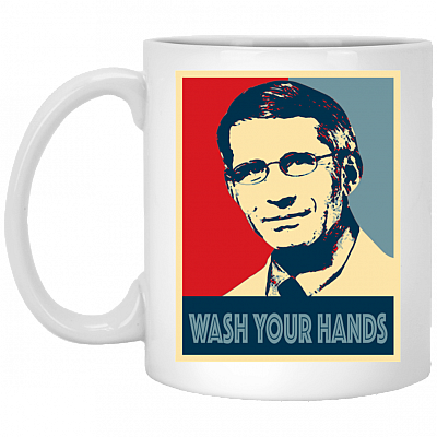 Wash Your Hands Hope Ceramic Coffee Mug - Beer Stein - Water Bottle - Color Changing Mug, White, 11 oz. White Mug