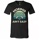 Cool Gardening Tee Hoeing Ain't Easy T-Shirt V-neck - Funny Gardener Farmer Loves Farming Meme Saying Shirt, Black, V-Neck T-Shirt