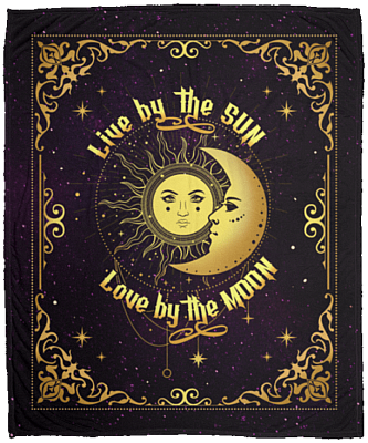Live By The Sun Love By The Moon Fleece Blanket - Premium Sherpa Blanket - Woven Blanket, White, Cozy Plush Fleece Blanket - 50x60