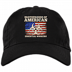 Brotherhood Of American Essential Worker Twill Cap-High Profile Snapback Hat-Trucker Hat, Black, Brushed Twill Dad Cap
