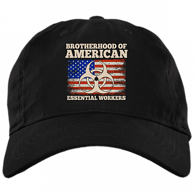 Brotherhood Of American Essential Worker Twill Cap-High Profile Snapback Hat-Trucker Hat, Black, Brushed Twill Dad Cap