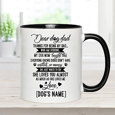 Alternative view of Personalized Dear Dog Dad Thanks For Being My Dad Accent Mug - Ceramic Coffee Mug