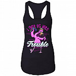 I Get Us Into Trouble Ladies Racerback Tank-I'm The Bestie Warning Fun Drunk Wine Beer Drinking #1 Tank Top, Black, Ladies Racerback Tank