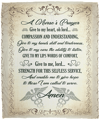 A Nurse's Prayer Gift For Nurse Fleece Blanket - Premium Sherpa Blanket - Woven Blanket, White, Cozy Plush Fleece Blanket - 50x60