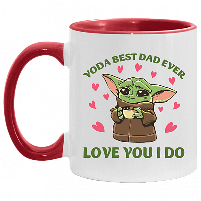 Yoda Best Dad Ever Love You I Do Accent Mug, White/Red, 11 oz. Accent Mug