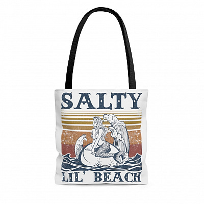 Salty Lil Beach Funny Mermaid Vintage Retro All Over Print Tote Bag - Shoulder Bag - Mermaid Lover Gifts