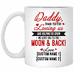 Personalized Daddy Thank You For Loving Us Coffee Mug - Beer Stein - Water Bottle, White, 11 oz. White Mug