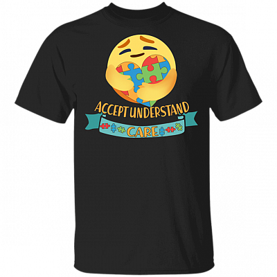 Accept Understand Care Icon Autism Awareness T-Shirt, Black, Unisex T-Shirt