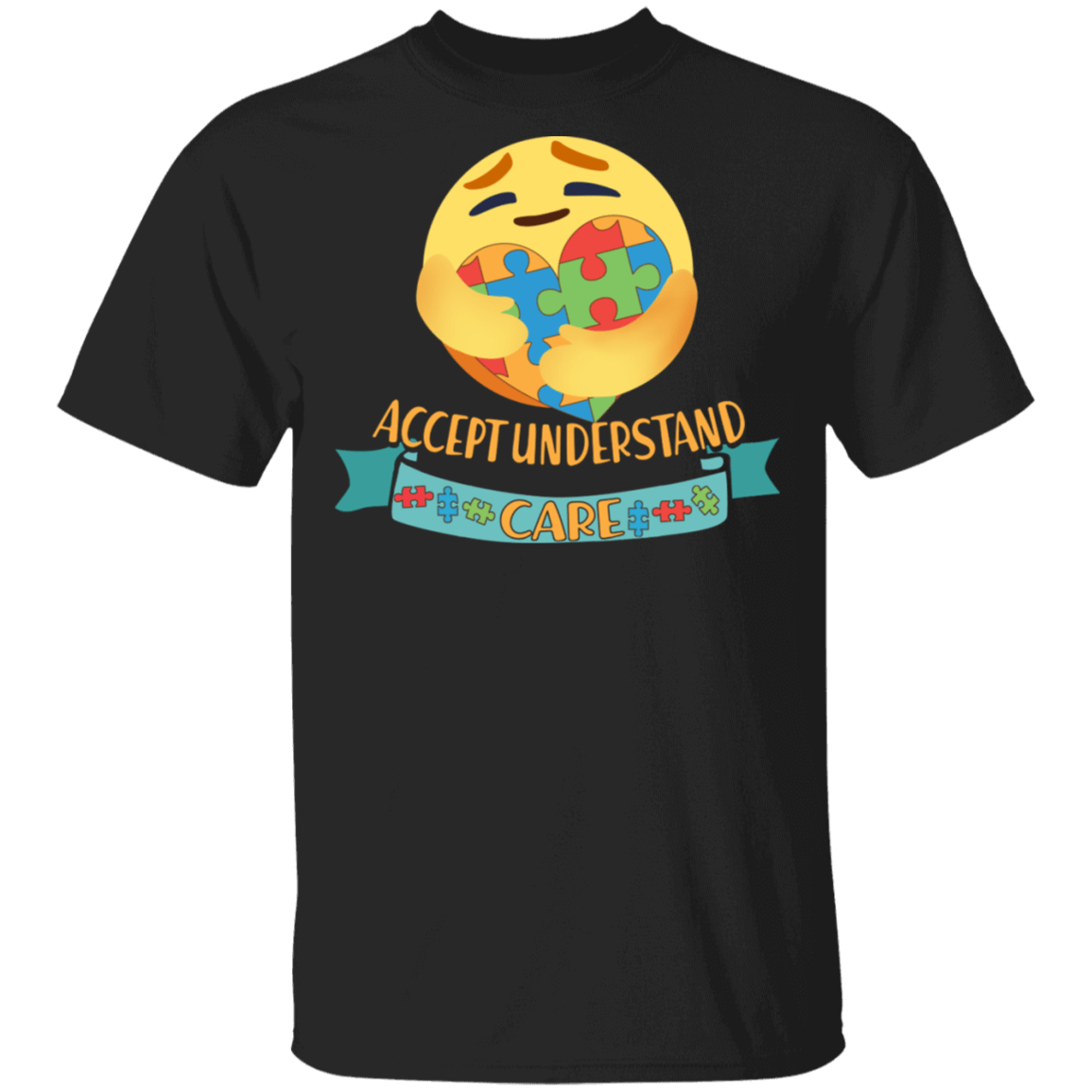 Accept Understand Care Icon Autism Awareness T-Shirt, Black, Unisex T-Shirt