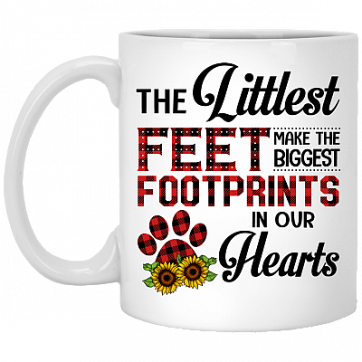 The Littlest Feet Make The Biggest Footprints In Our Hearts Ceramic Coffee Mug - Funny Dog Lover Gifts Mug, White, 11 oz. White Mug