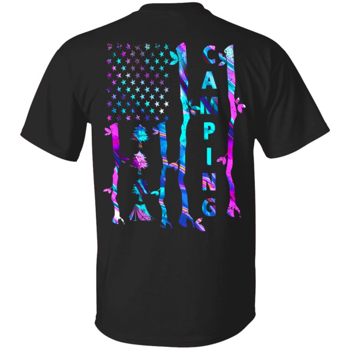 Camping American Flag Print On Back Only - Plain Front T-Shirt - Camping Lover Shirt, Black, Unisex T-Shirt Camping American Flag Print On Back Only - Plain Front T-Shirt - Camping Lover Shirt, Black, Unisex T-Shirt