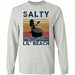 Salty Lil Beach Mermaid Retro Vintage Hoodie - Sweatshirt - Long Sleeve Shirt, Ash, Long Sleeve