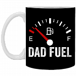 Dad Fuel Ceramic Coffee Mug - Beer Stein - Water Bottle - Color Changing Mug - Funny Gift For Fathers Day, Black, 11 oz. White Mug