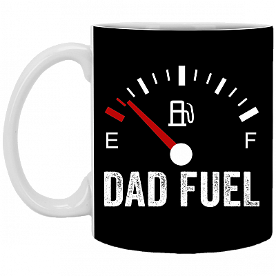 Dad Fuel Ceramic Coffee Mug - Beer Stein - Water Bottle - Color Changing Mug - Funny Gift For Fathers Day, Black, 11 oz. White Mug