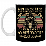 Scuba Muff Divers Union Going Down in Search of the Pearl Local 69 Ceramic Coffee Mug - Beer Stein - Water Bottle, Black, 11 oz. White Mug