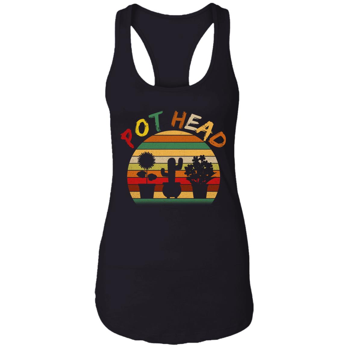 Pot Head Sarcastic Plant Lover Vintage Retro Ladies Racerback Tank - Funny Pot Head Gardening Saying Tank Top, Black, Ladies Racerback Tank Pot Head Sarcastic Plant Lover Vintage Retro Ladies Racerback Tank - Funny Pot Head Gardening Saying Tank Top, Black, Ladies Racerback Tank