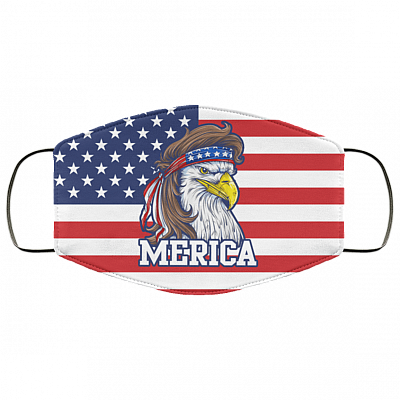Eagle Mullet Merica America Flag Cloth Face Mask, White, Cloth Face Mask