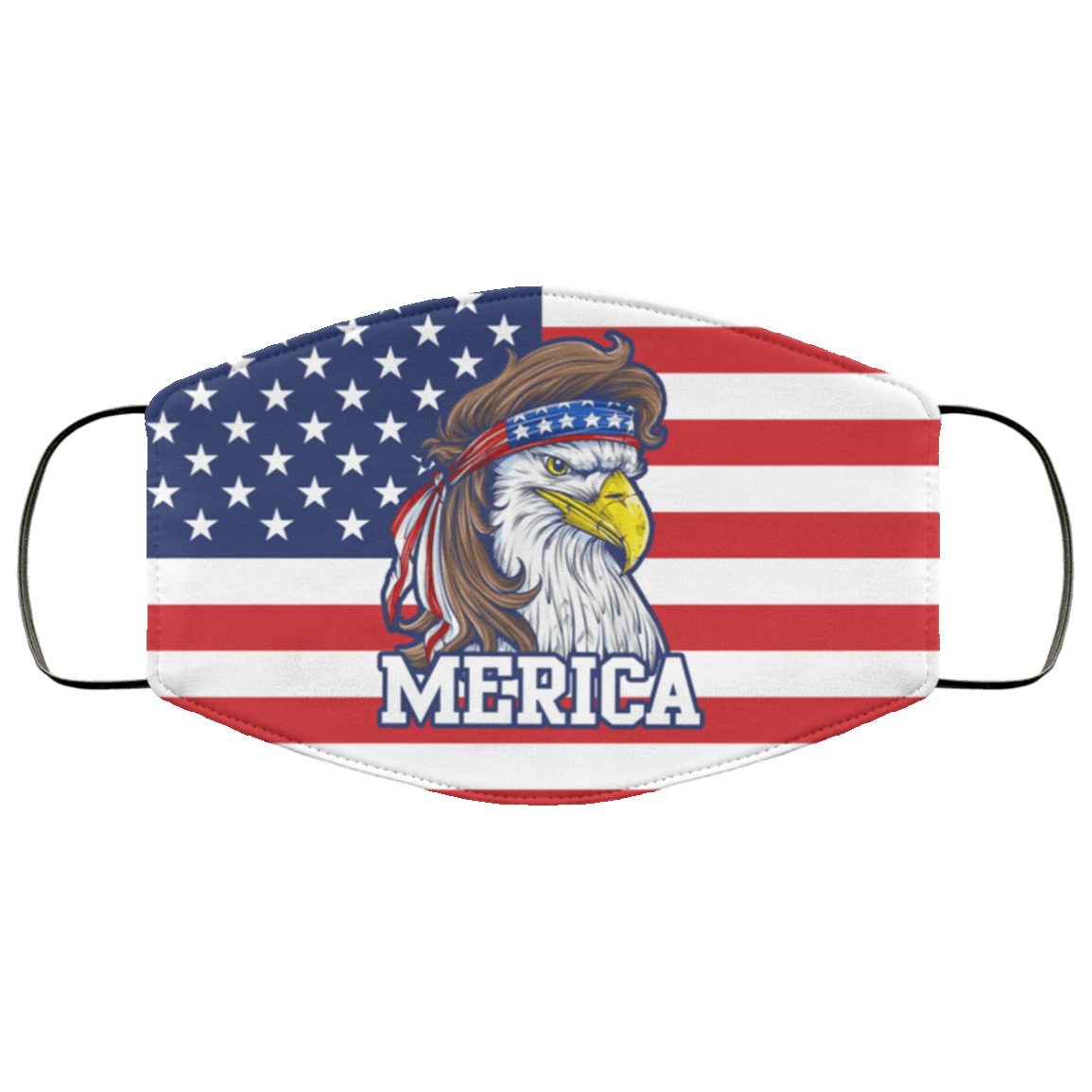 Eagle Mullet Merica America Flag Cloth Face Mask, White, Cloth Face Mask