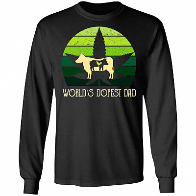 World's Dopest Dad Vintage Weed Retro Hoodie Sweatshirt - Funny Father's Day I'd Smoke That BBQ Saying Shirt, Black, Long Sleeve