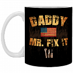 Daddy Mr Fix It - Mr Fix It Ceramic Coffee Mug - Beer Stein - Water Bottle - Color Changing Mug, Black, 11 oz. White Mug
