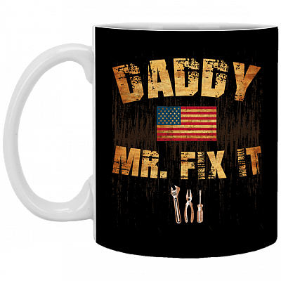 Daddy Mr Fix It - Mr Fix It Ceramic Coffee Mug - Beer Stein - Water Bottle - Color Changing Mug, Black, 11 oz. White Mug