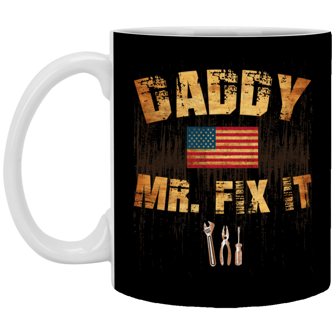 Daddy Mr Fix It - Mr Fix It Ceramic Coffee Mug - Beer Stein - Water Bottle - Color Changing Mug, Black, 11 oz. White Mug