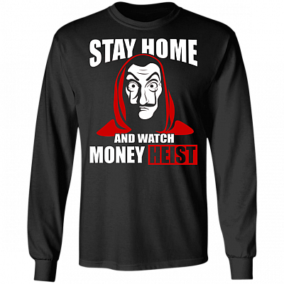 Stay Home And Watch Spanish Movie Hoodie - Sweatshirt - Long Sleeve Shirt, Black, Long Sleeve