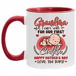 Grandma I Can't Wait for Our First Cuddle Happy Mother's Day Love the Bump Accent Mug, White/Red, 11 oz. Accent Mug