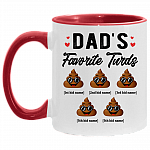 Personalized Dad's Favorite Five Turds Funny Personalized Family Accent Mug, White/Red, 11 oz. Accent Mug