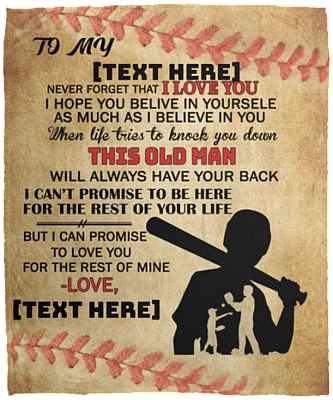 Personalized To My Son Baseball Blanket, White, Cozy Plush Fleece Blanket - 50x60
