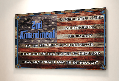 Alternative view of 2nd Amendment Vintage American Flag Gallery Wrapped Framed Canvas Prints - Unframed Poster