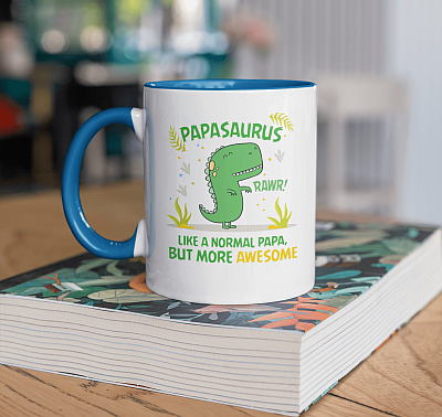 Alternative view of Papasaurus Like a Normal Papa but More Awesome Accent Mug