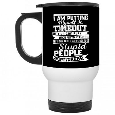 14 oz. White Travel Mug