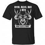 Boobs Bucks Bass And Beer T-Shirt - Funny Fahters Day Gift, Black, Unisex T-Shirt