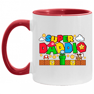 Super Daddio Accent Mug - Game Mugs, White/Red, 11 oz. Accent Mug