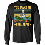 Skeleton You Make Me Feel Alive Meme Hoodie Sweatshirt - Funny Skull Weed Plant Nerd Cannabis Skeleton Shirt, Black, Long Sleeve
