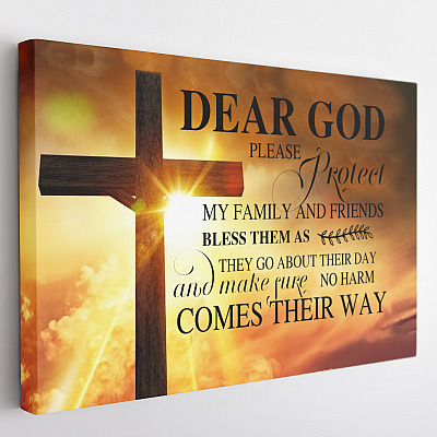 Alternative view of Dear God Please Protect My Family And Friends Gallery Wrapped Framed Canvas Prints - Unframed Poster
