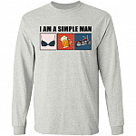 I'm a Simple Man Boobs Tits Beer Motorbike Hoodie - Long Sleeve - Sweatshirt, Ash, Long Sleeve