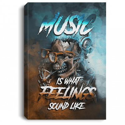 Music Is What Feelings Sound Like Gallery Wrapped Framed Canvas Prints - Unframed Poster, White, 0.75'' Framed Canvas