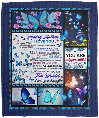 To My Loving Mother I Love You For All The Time You Picked Me Up From Daughter Fleece - Premium Sherpa Blanket, White, Cozy Plush Fleece Blanket - 50x60